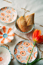 Load image into Gallery viewer, Ceramic Cake Plate with Hand Painted Orange Flowers