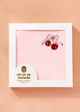 Load image into Gallery viewer, Red Cherries with Bow On Pink Napkin - Set of 20
