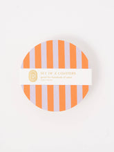 Load image into Gallery viewer, Ultra Violet &amp; Orange Striped Chipboard Coaster - Set of 4