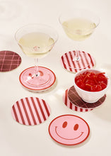 Load image into Gallery viewer, Pink &amp; Maroon Striped Chipboard Coaster - Set of 4