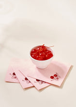 Load image into Gallery viewer, Red Cherries with Bow On Pink Napkin - Set of 20