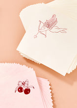 Load image into Gallery viewer, Red Cherries with Bow On Pink Napkin - Set of 20