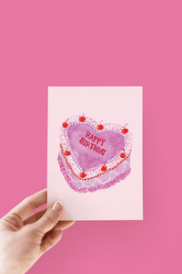 I Heart Birthdays Cake Card