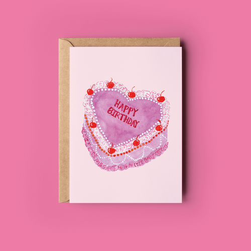 I Heart Birthdays Cake Card