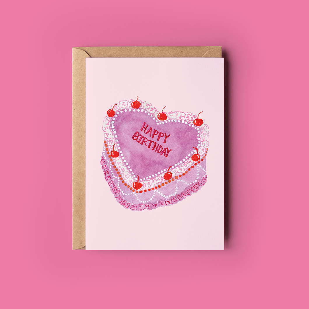 I Heart Birthdays Cake Card