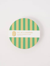 Load image into Gallery viewer, Verde Green &amp; Lime Striped Chipboard Coaster - Set of 4