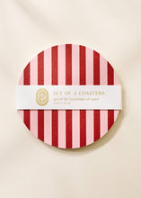 Load image into Gallery viewer, Pink &amp; Maroon Striped Chipboard Coaster - Set of 4