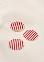 Load image into Gallery viewer, Pink &amp; Maroon Striped Chipboard Coaster - Set of 4