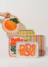 Load image into Gallery viewer, Green Gingham Bent Birch Serving Tray