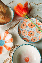 Load image into Gallery viewer, Ceramic Cake Plate with Hand Painted Orange Flowers