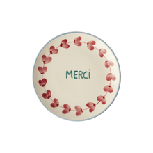 Load image into Gallery viewer, Ceramic Cake Plate with Hand Painted Merci