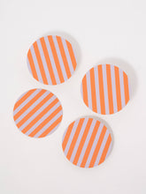 Load image into Gallery viewer, Ultra Violet &amp; Orange Striped Chipboard Coaster - Set of 4