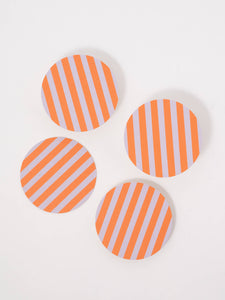 Ultra Violet & Orange Striped Chipboard Coaster - Set of 4