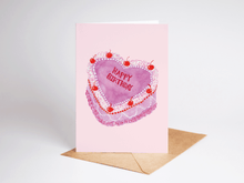Load image into Gallery viewer, I Heart Birthdays Cake Card