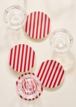 Load image into Gallery viewer, Pink &amp; Maroon Striped Chipboard Coaster - Set of 4
