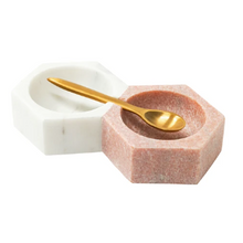 Load image into Gallery viewer, Marble Salt + Pepper Holder with Spoon