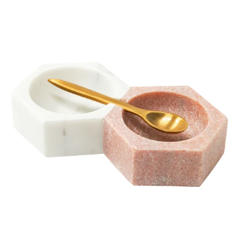 Marble Salt + Pepper Holder with Spoon