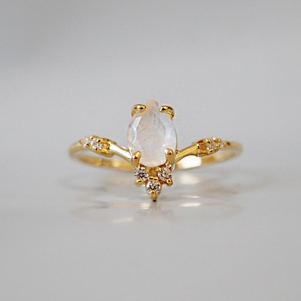 Moonstone Blossom Ring