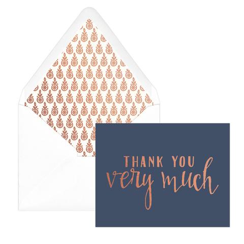 Set of 12 Navy/ Copper 'Thank You Very Much' Cards