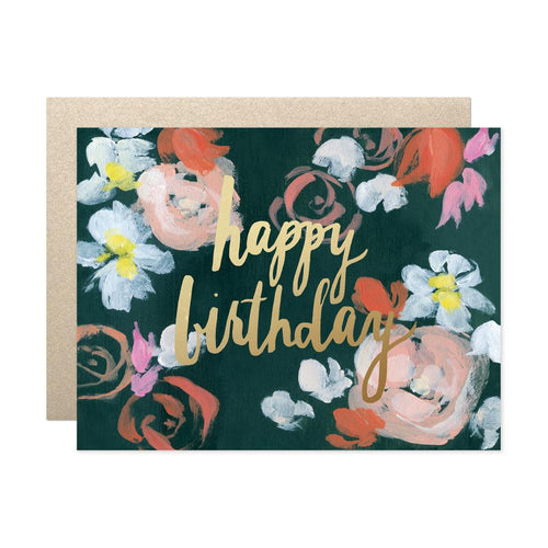 Coral Floral Happy Birthday Card