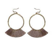 Load image into Gallery viewer, Large Dusty Pink Fringe Hoop Earrings