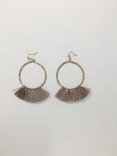 Load image into Gallery viewer, Large Dusty Pink Fringe Hoop Earrings