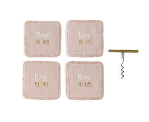Rose All Day Coaster & Corkscrew Set