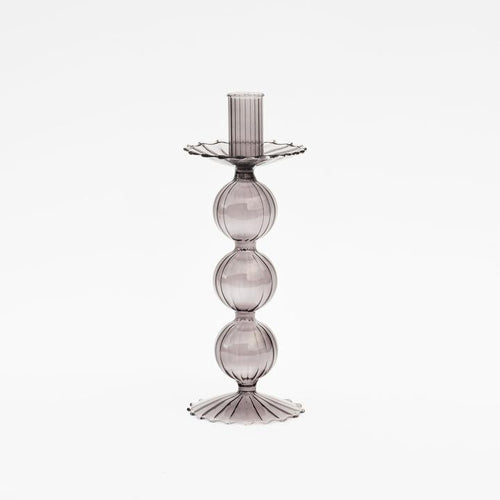 Tall Smoke Vintage Glass Candle Holder