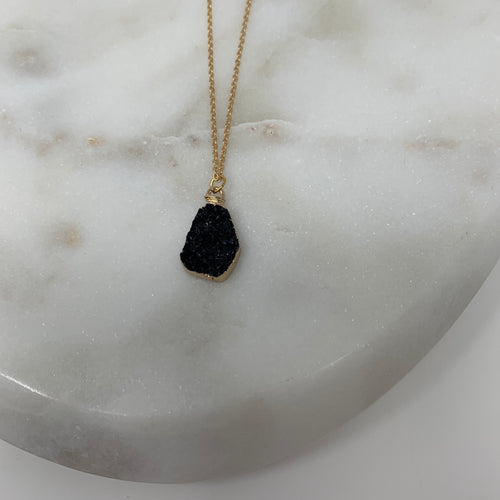 Black Druzy Necklace